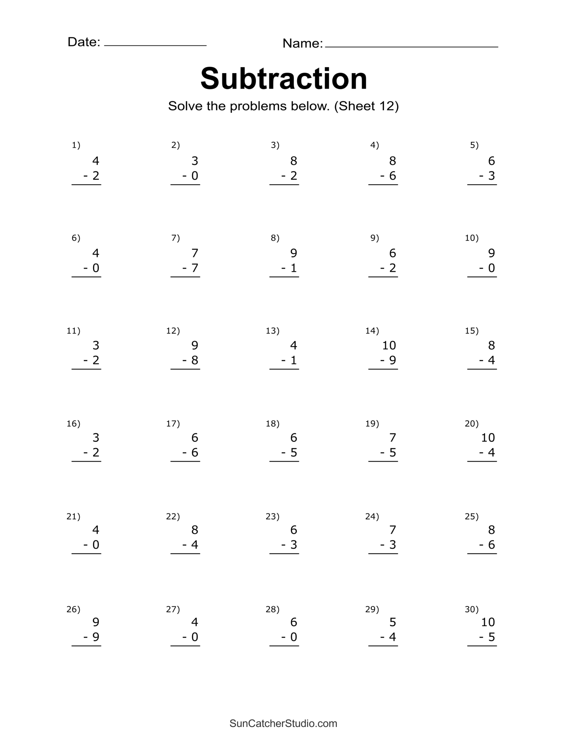 Subtraction Worksheets Free Printable Math Drills Free Printables Monograms Design Tools Patterns U0026 DIY Projects