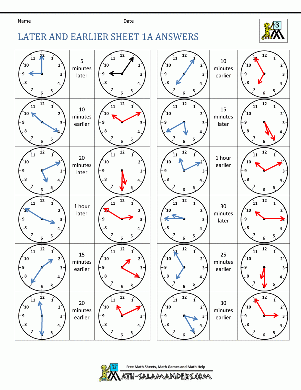 Free Printable 2nd Grade Time Worksheets