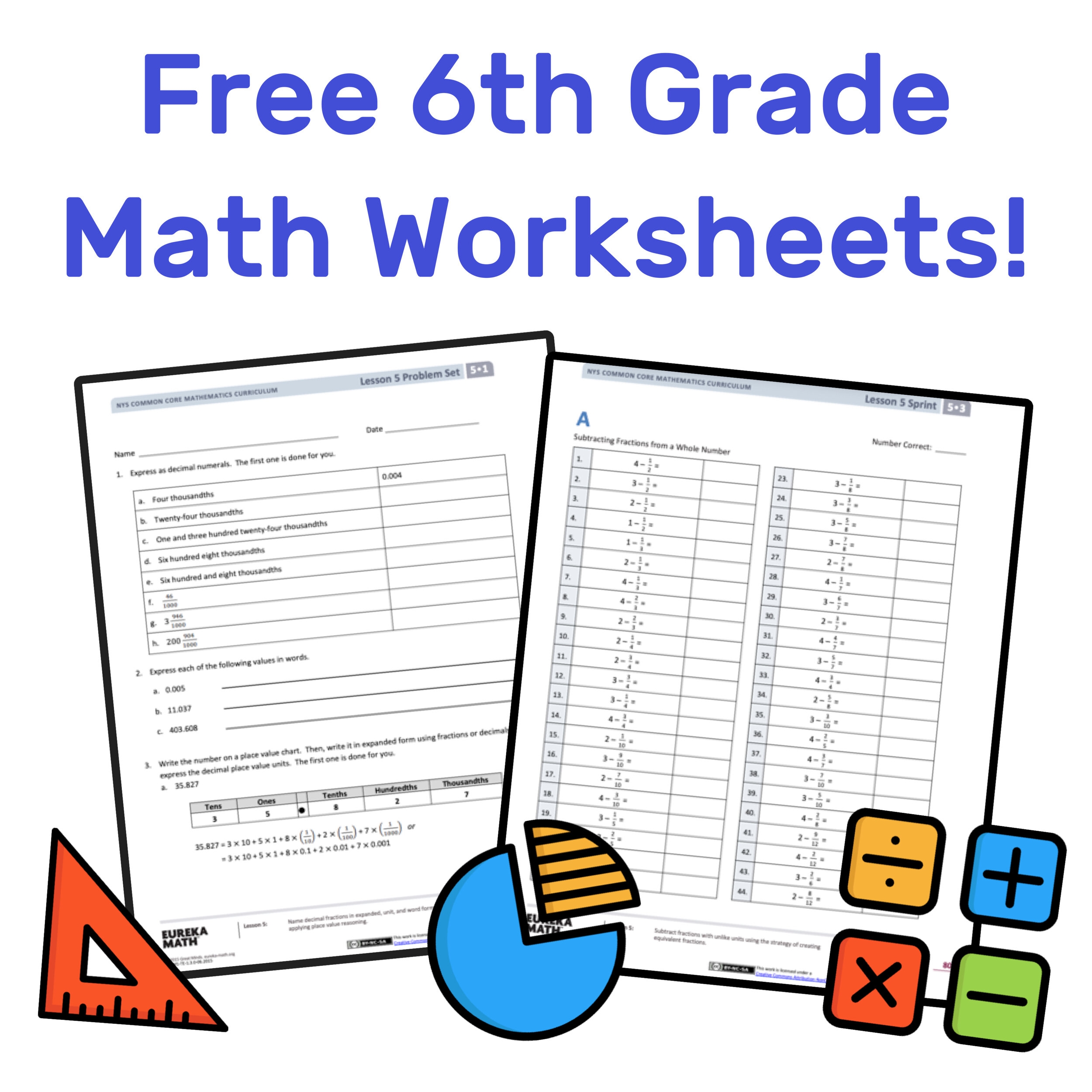 6th Grade Math Worksheets - Free