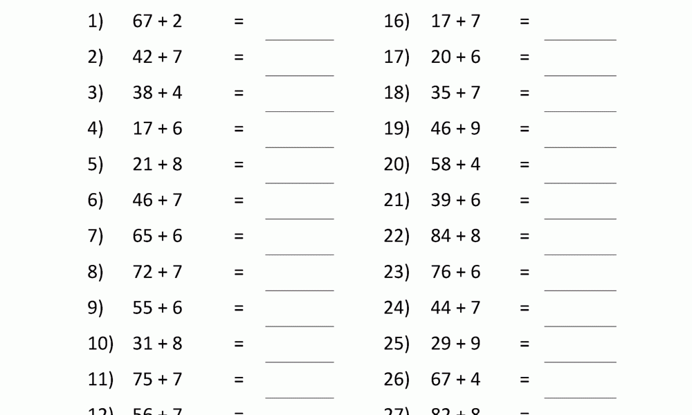 Third Grade Addition Worksheets