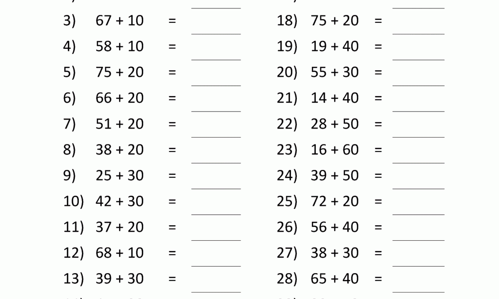 Third Grade Addition Worksheets