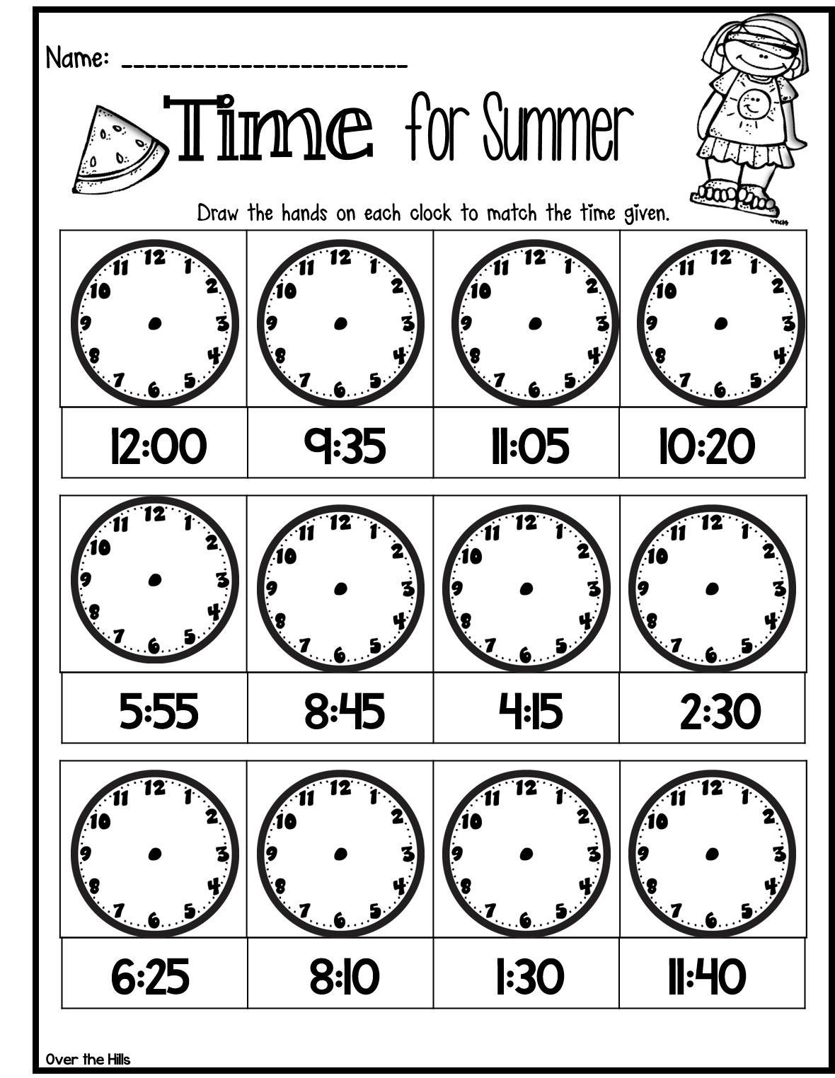 Time For Summer FREEBIE 2nd Grade Math 2nd Grade Math Worksheets Library