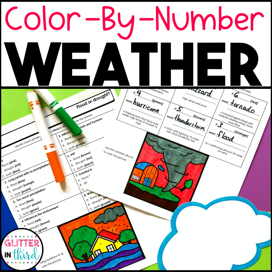 Weather And Climate Worksheets Color By Numbers Science SOL 4 4 