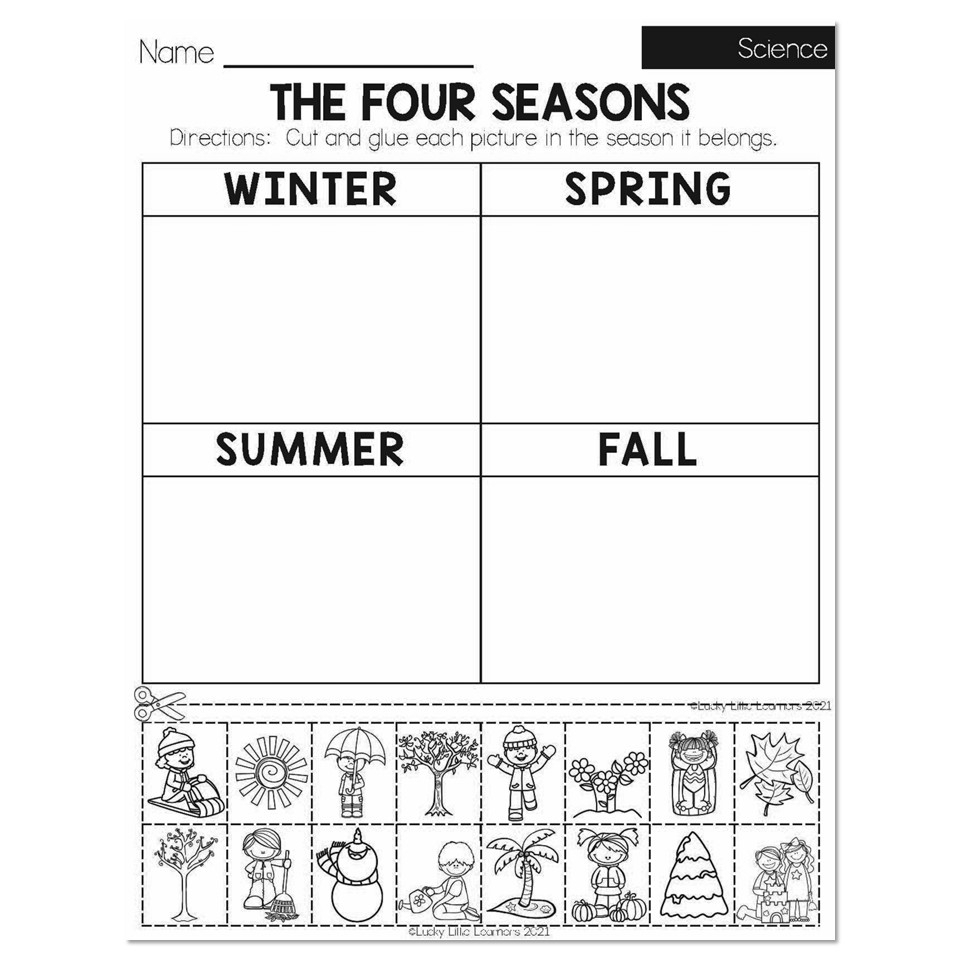 Winter Early Finishers 1st Grade Science The Four Seasons 