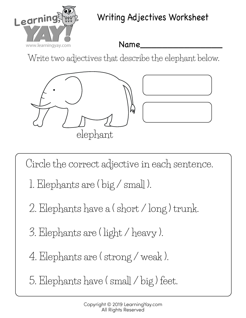 Writing Adjectives Worksheet For 1st Grade Free Printable Writing Adjectives Worksheet For 1st Grade Free Printable